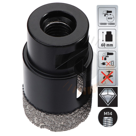 Broca 35mm para furar Cerâmica c/Rosca M14
